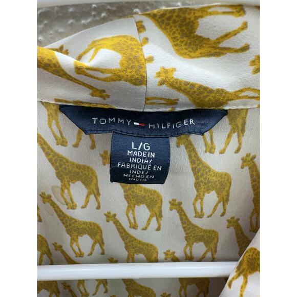 Tommy Hilfiger Womens Tank Top Size Large Button Up Giraffe Yellow Necktie - Picture 5 of 11